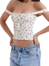 Floral Print Sleeveless Strap Camis Top for Square Neck Front Buttons Up Slim Fit Tank Mini Vest Crop Tops